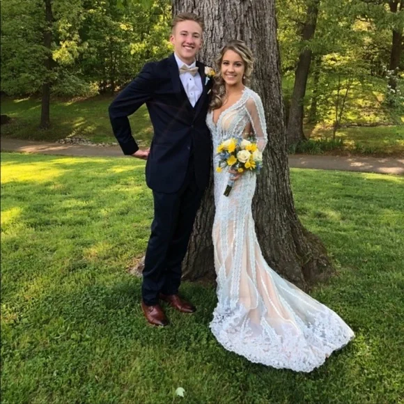 blue tinted wedding dress Dusty Blue Tulle Wedding Dress with Removable Lace Top – loveangeldress